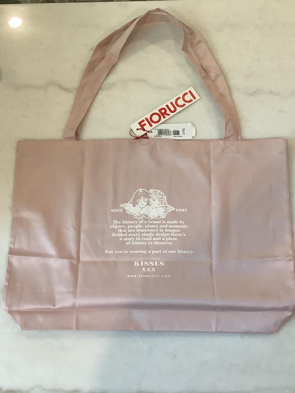Fiorucci Deadstock Vintage Kisses XXX Angels Pink Shoppers Tote, Brand New